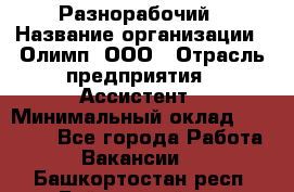 Разнорабочий › Название организации ­ Олимп, ООО › Отрасль предприятия ­ Ассистент › Минимальный оклад ­ 25 000 - Все города Работа » Вакансии   . Башкортостан респ.,Баймакский р-н